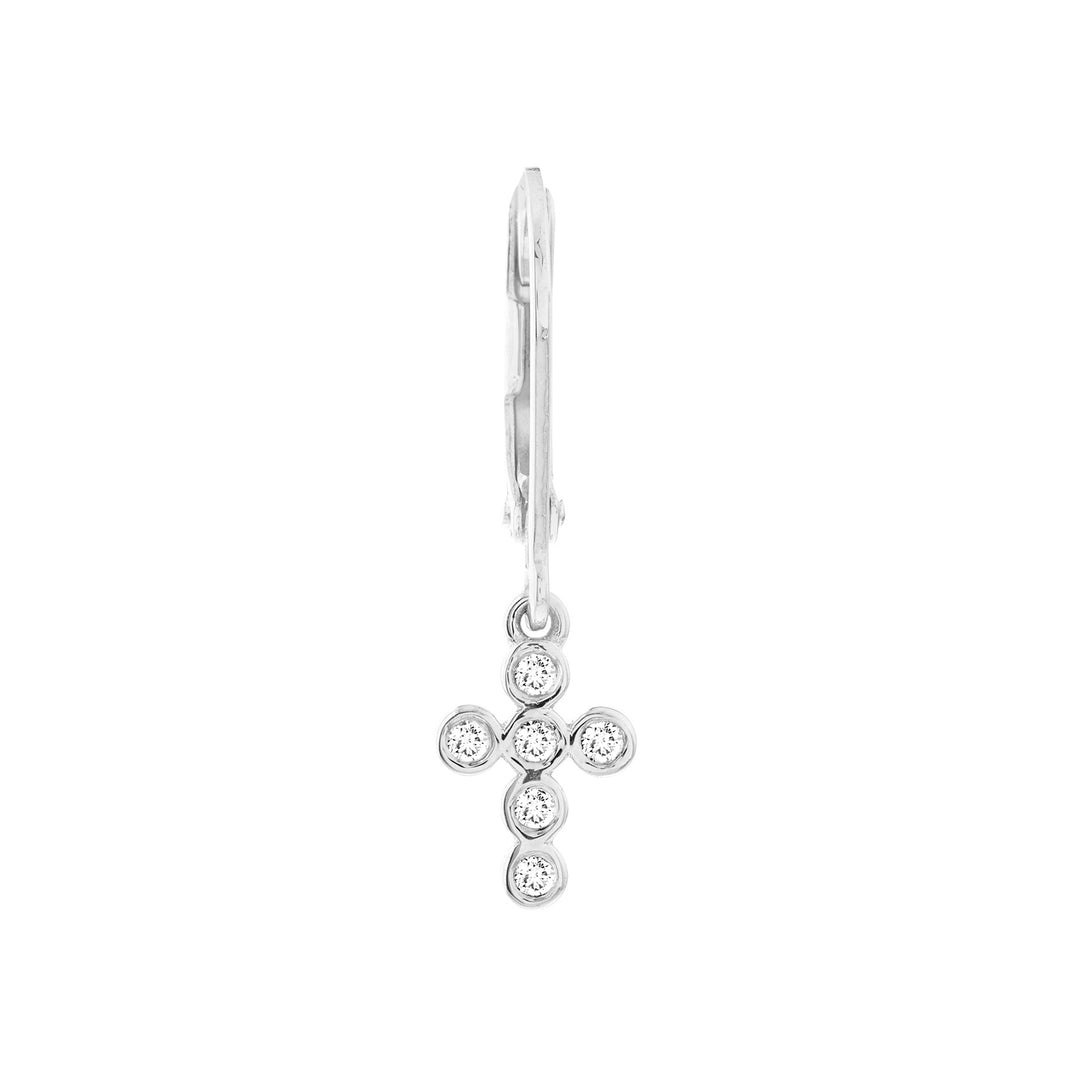 Diamond Bezel Dangle Cross Earrings