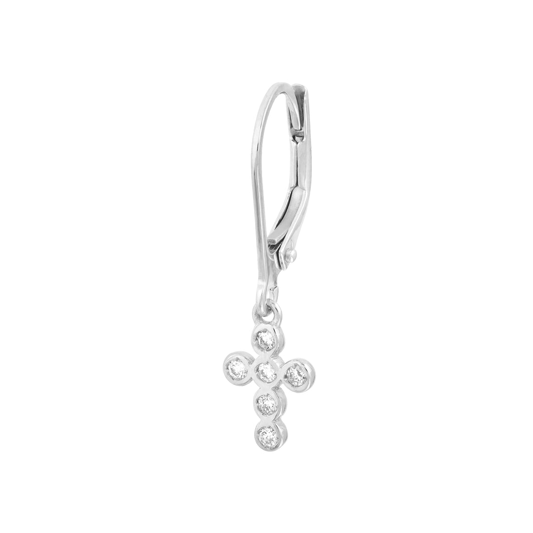 Diamond Bezel Dangle Cross Earrings