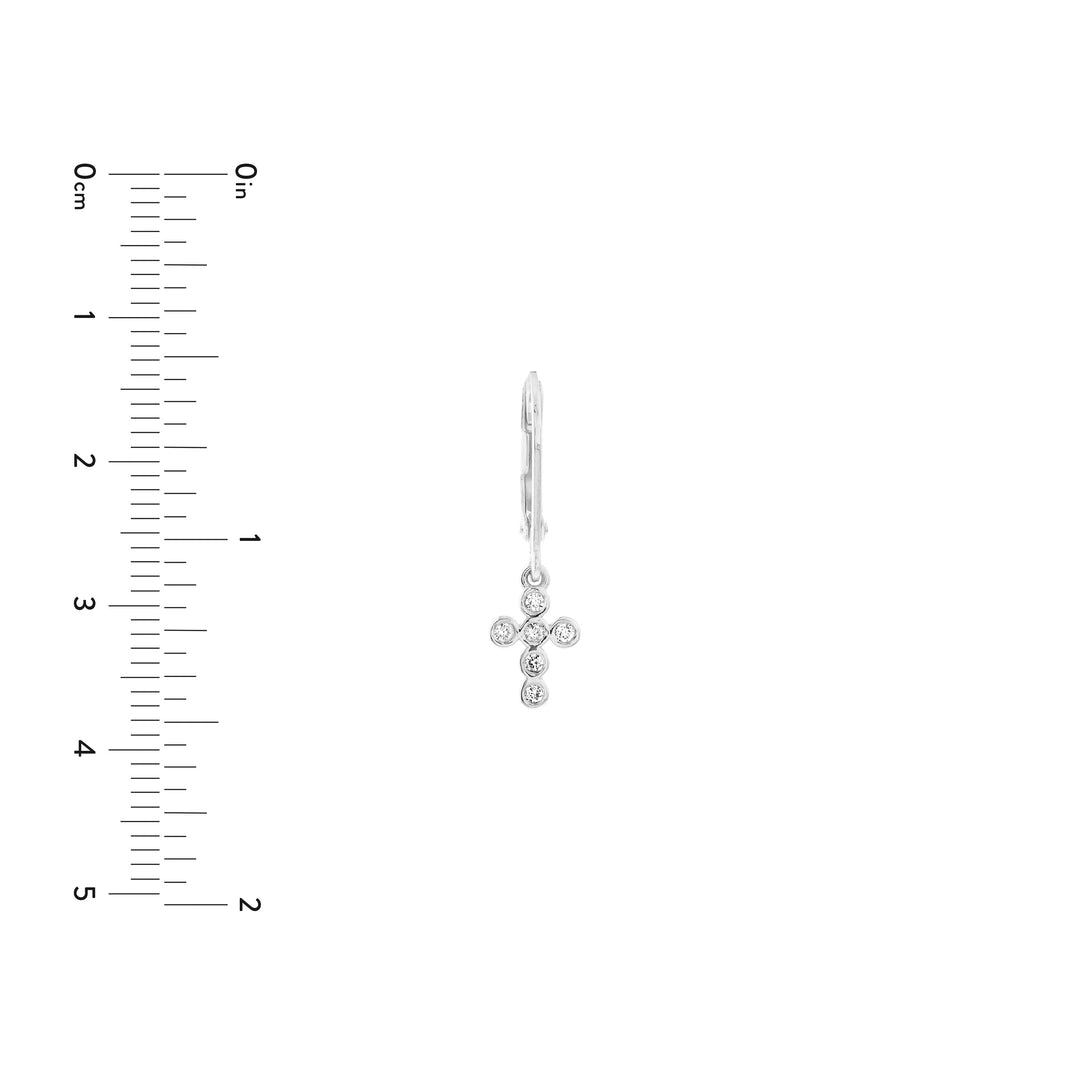 Diamond Bezel Dangle Cross Earrings