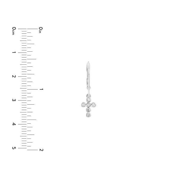 Diamond Bezel Dangle Cross Earrings