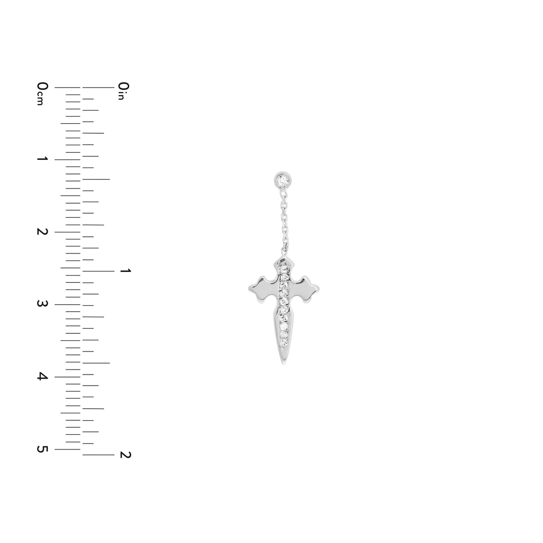 1/10tcw Diamond Dagger Cross Dangle Earrings