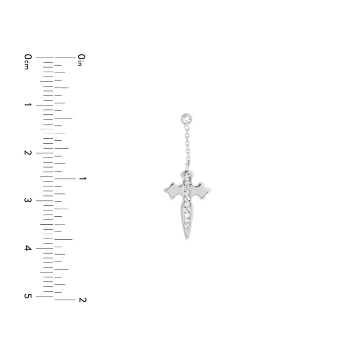 1/10tcw Diamond Dagger Cross Dangle Earrings