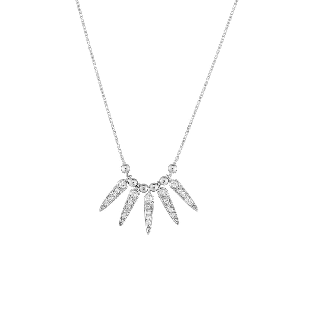 Mini Bezel Spike Drop and Bead Necklace