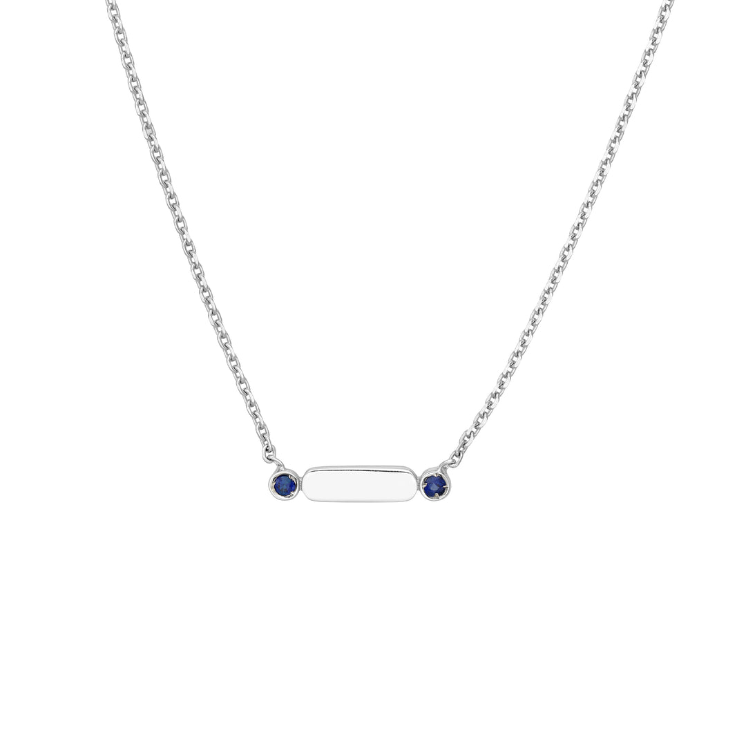 Mini Hexagon Bar with Sapphire Points Necklace