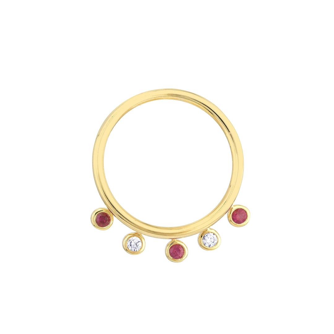 Diamond and Ruby Bezel Dangle Ring