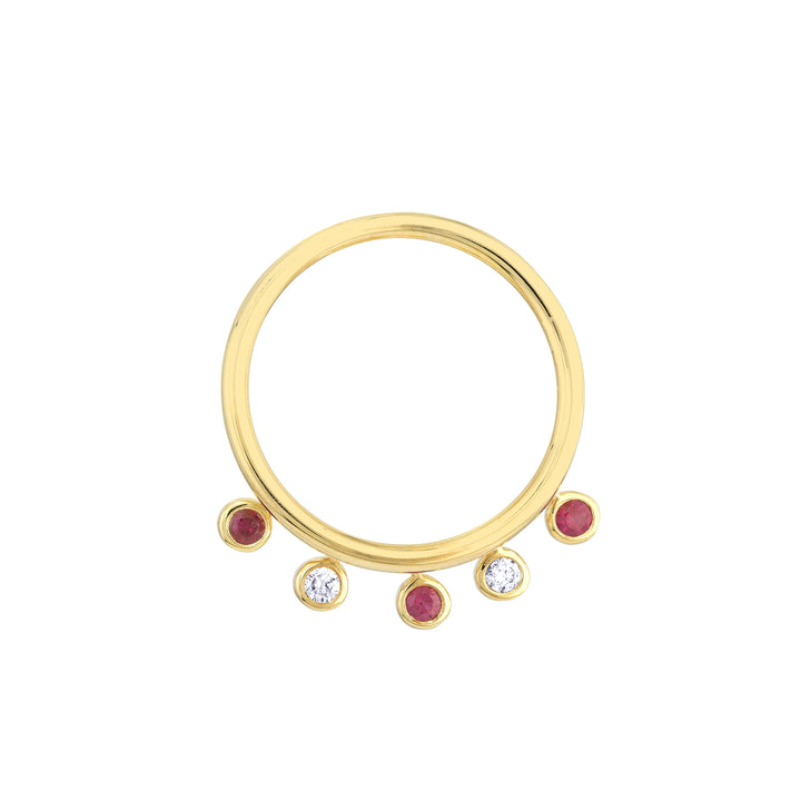 Diamond and Ruby Bezel Dangle Ring