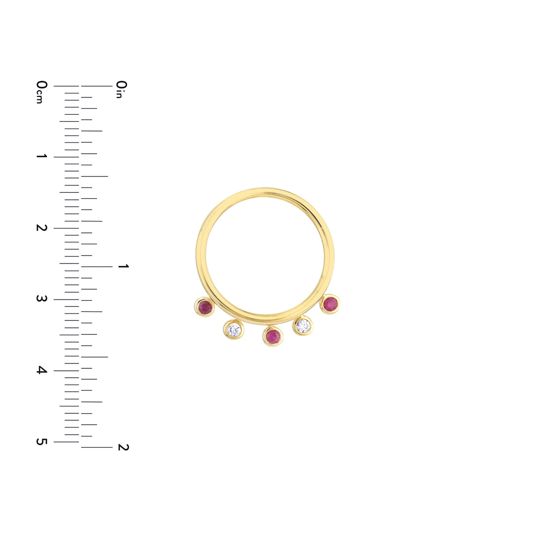 Diamond and Ruby Bezel Dangle Ring