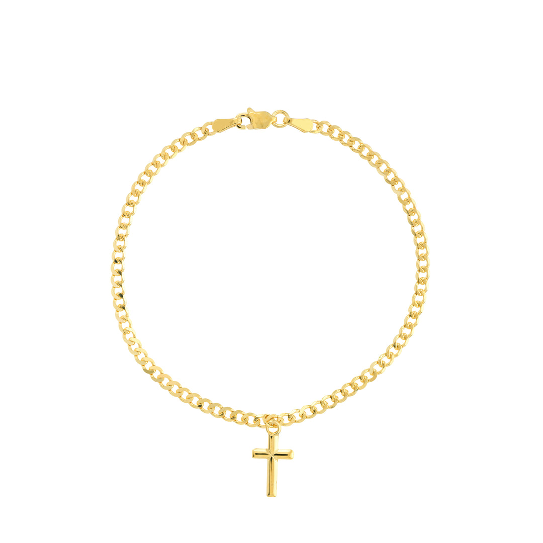 Cross Dangle Curb Chain Adj. Bracelet