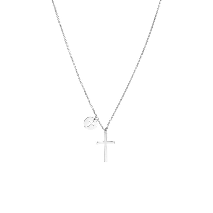 Cross Necklace with Cutout Cross Disc Dangle