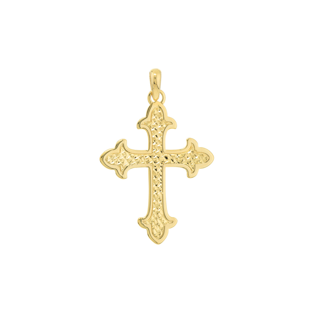 Diamond-Cut Fleury Cross Pendant