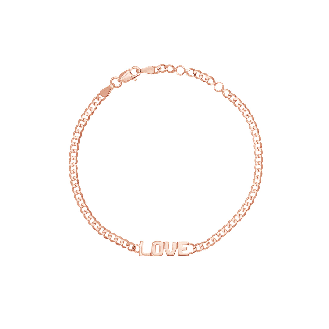 Love on Curb Chain Adjustable Bracelet