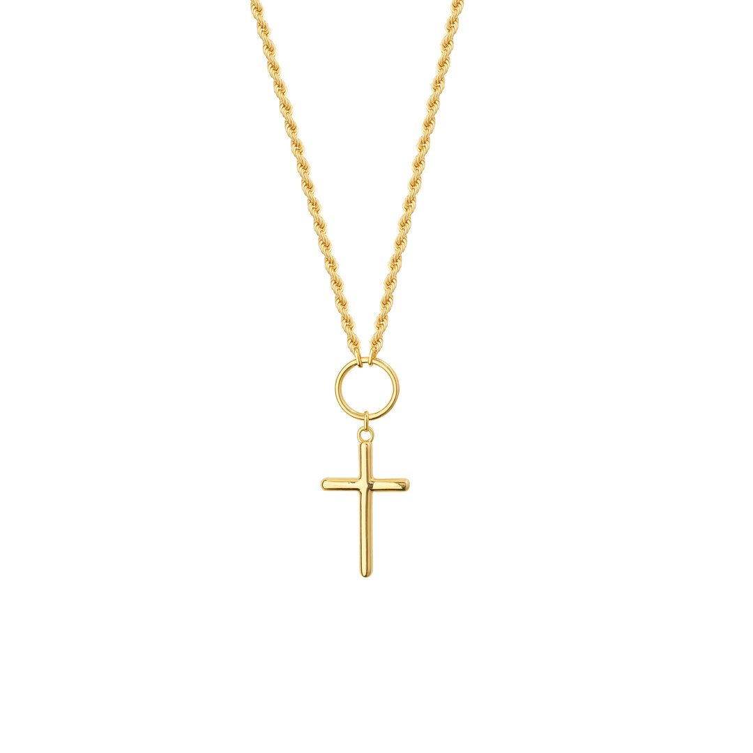 Cross Drop Adjustable Necklace on Rope Chain