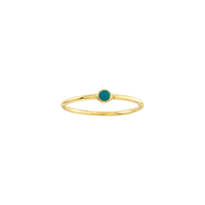 Turquoise Enamel Bezel Wire Ring