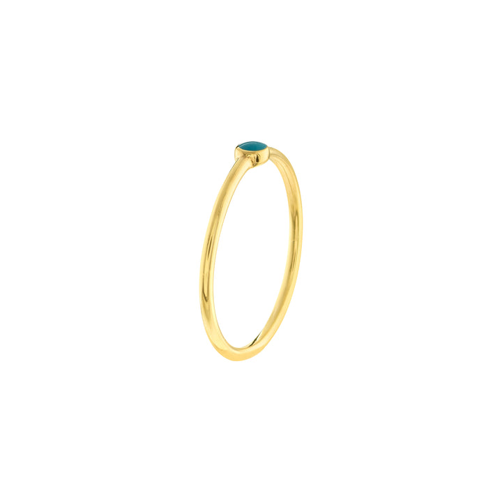 Turquoise Enamel Bezel Wire Ring