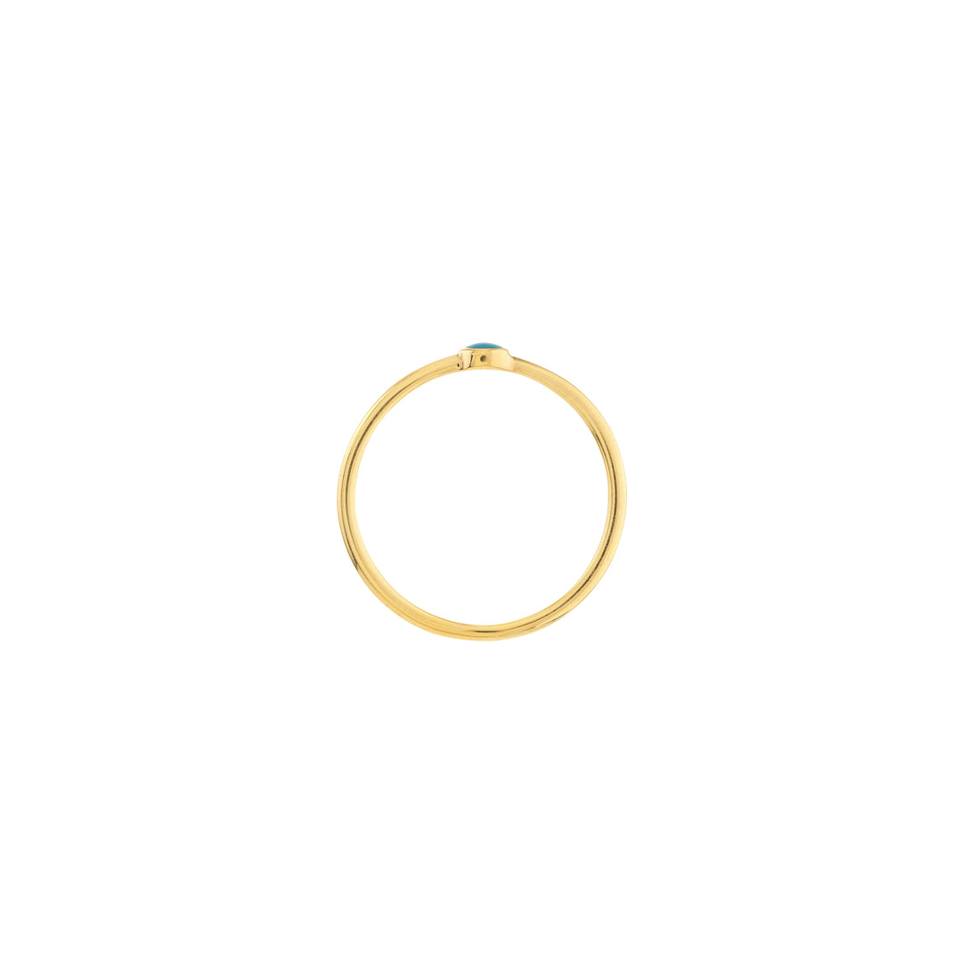 Turquoise Enamel Bezel Wire Ring