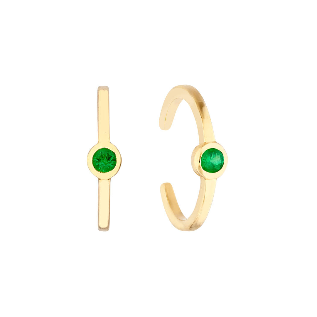 2.0mm Emerald Bezel Earring Cuffs