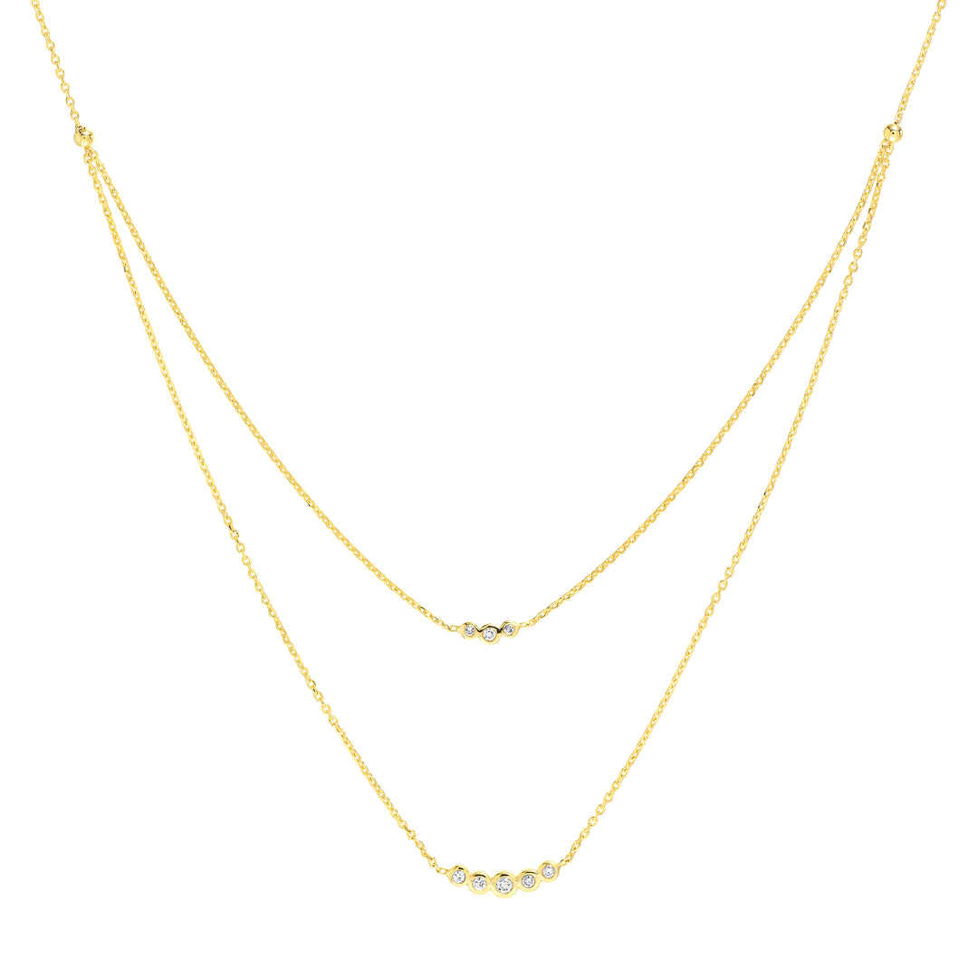 Graduating Diamond Bezels Duet Necklace