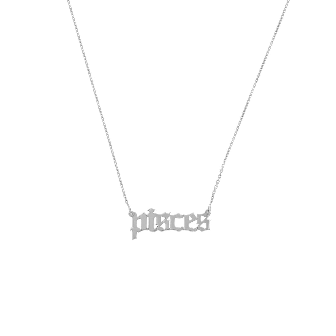 Gothic Pisces Nameplate Necklace