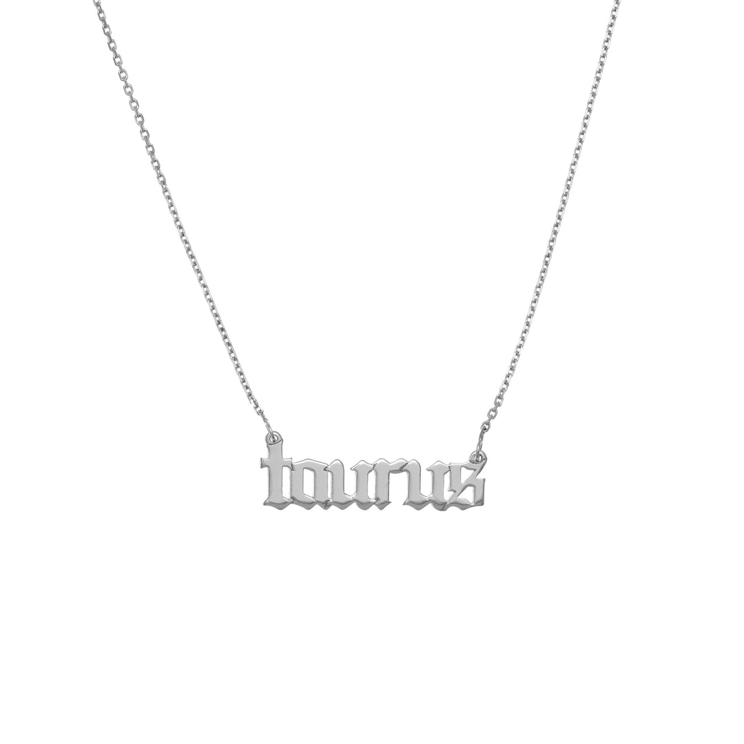 Gothic Taurus Nameplate Necklace