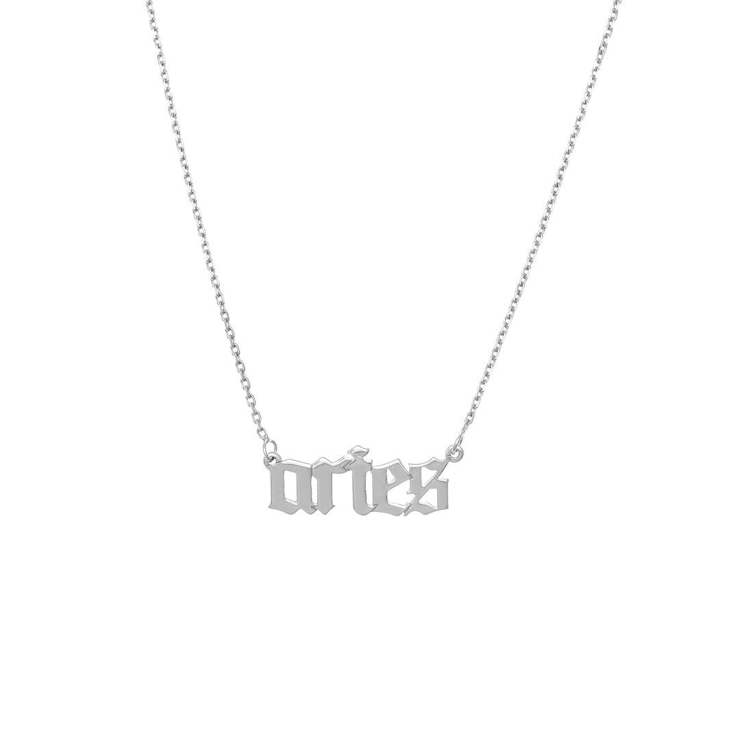 Gothic Aries Nameplate Necklace