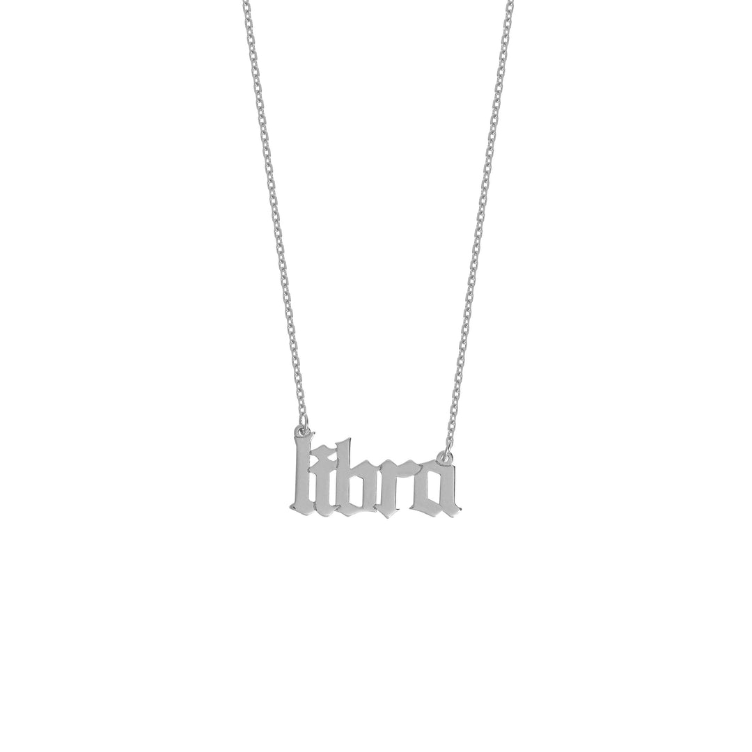 Gothic Libra Nameplate Necklace