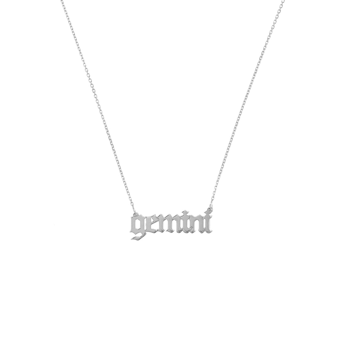 Gothic Gemini Nameplate Necklace