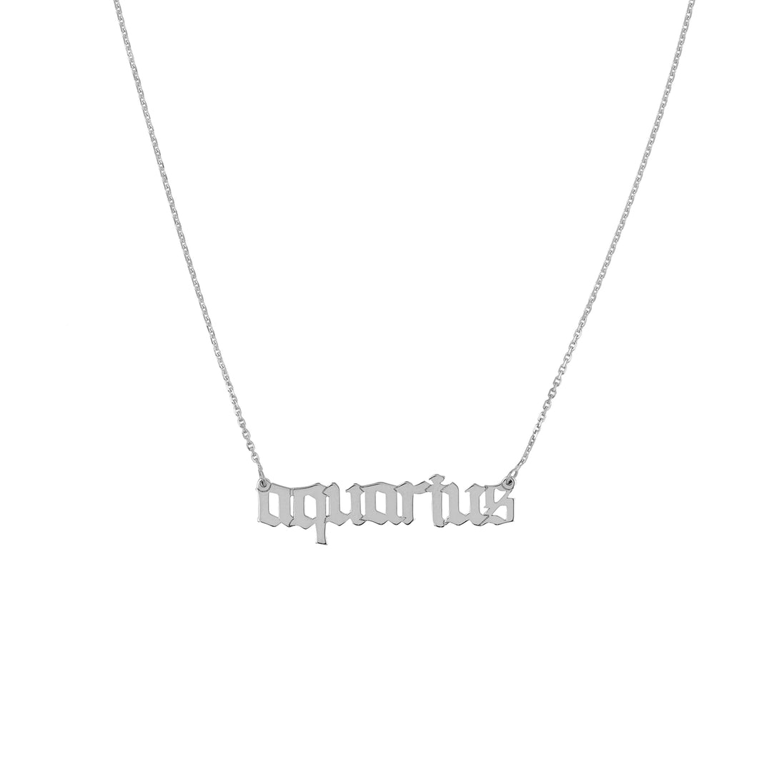 Gothic Aquarius Nameplate Necklace