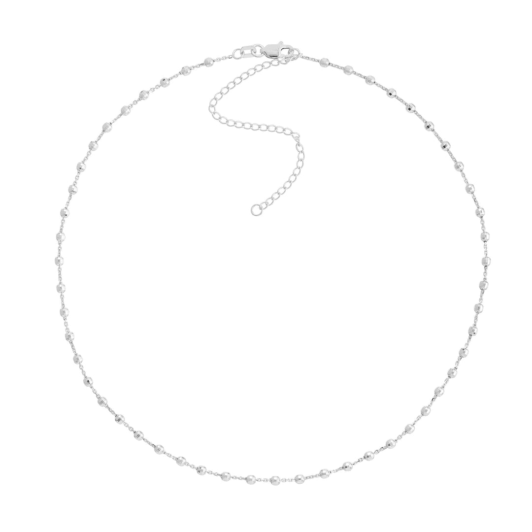 Diamond-Cut Bead Station Choker Chain