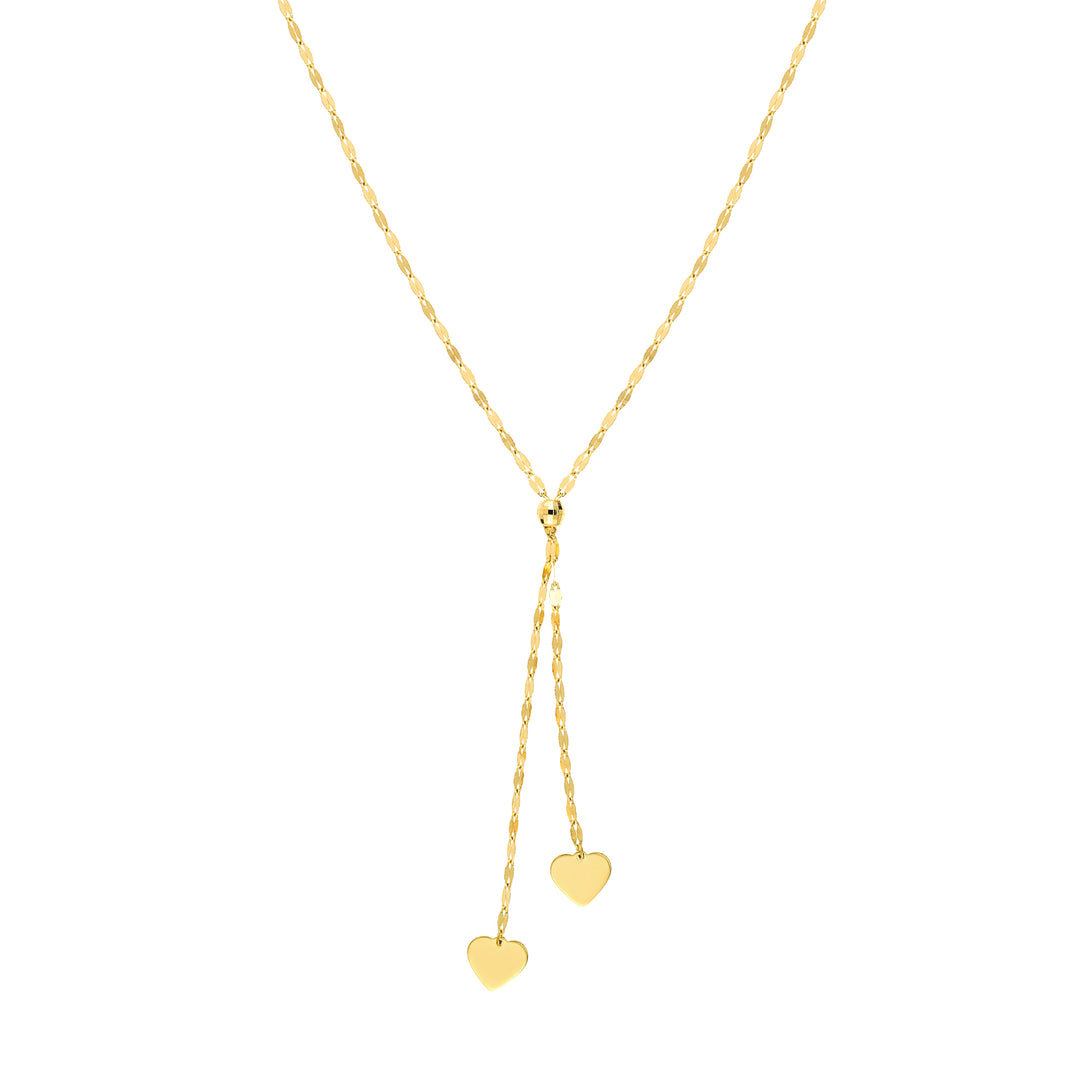 High Polished Heart Adjustable Lariat Necklace