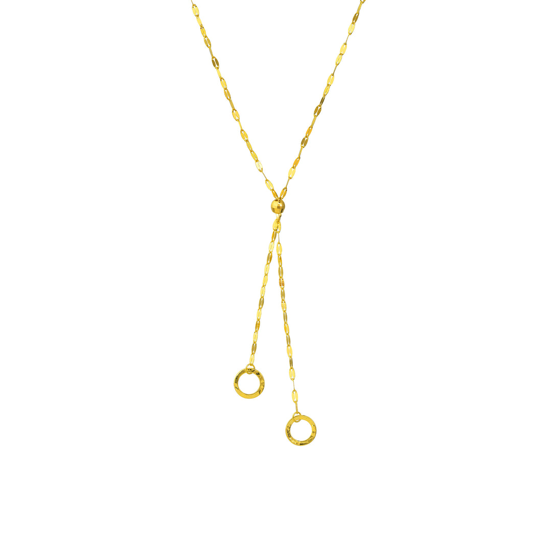 High Polished Circles Adjustable Lariat Necklace