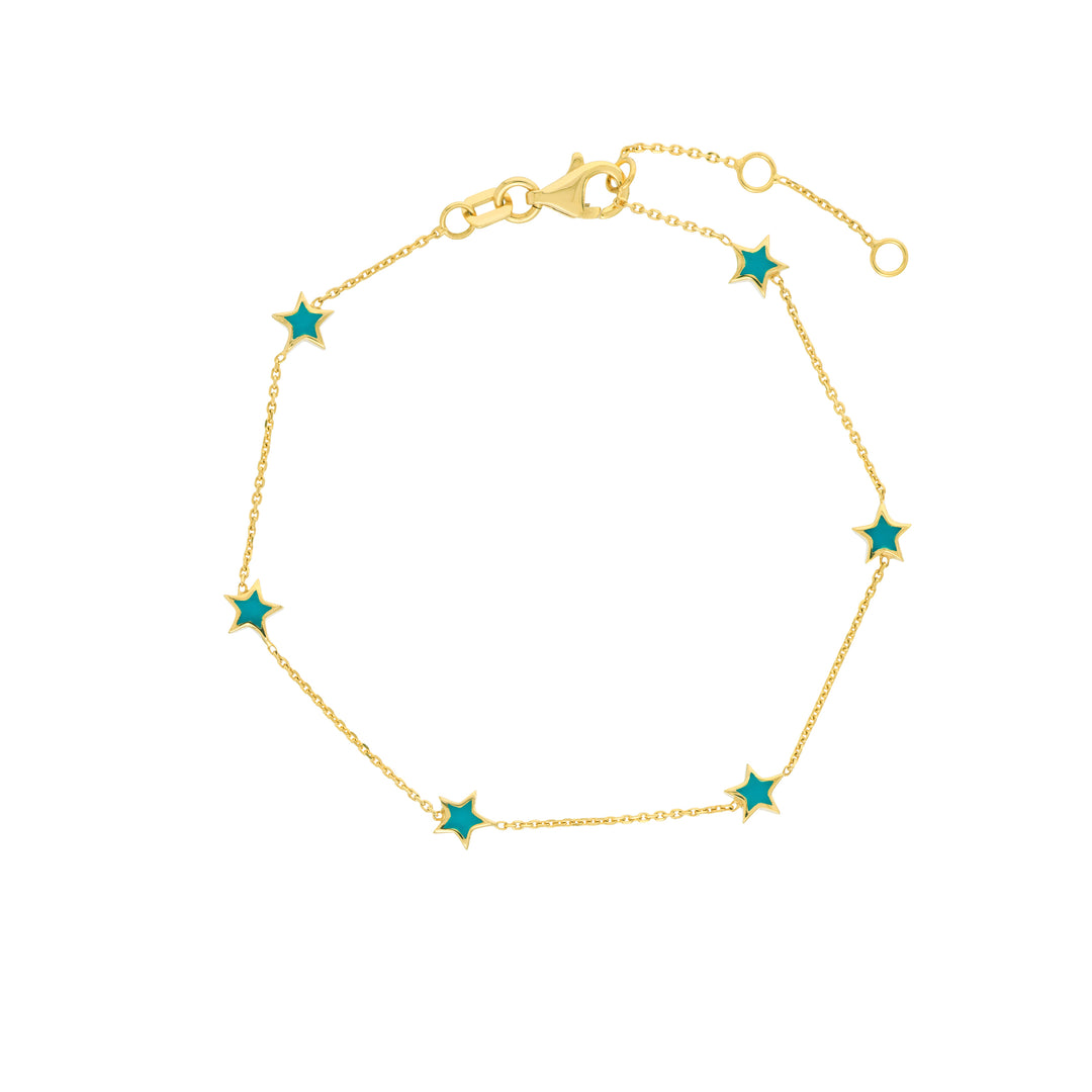 Turquoise Enamel Star Station Bracelet