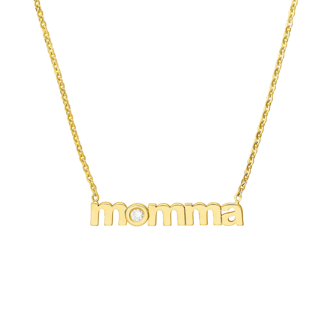 3pt Diamond Lowercase Momma Necklace