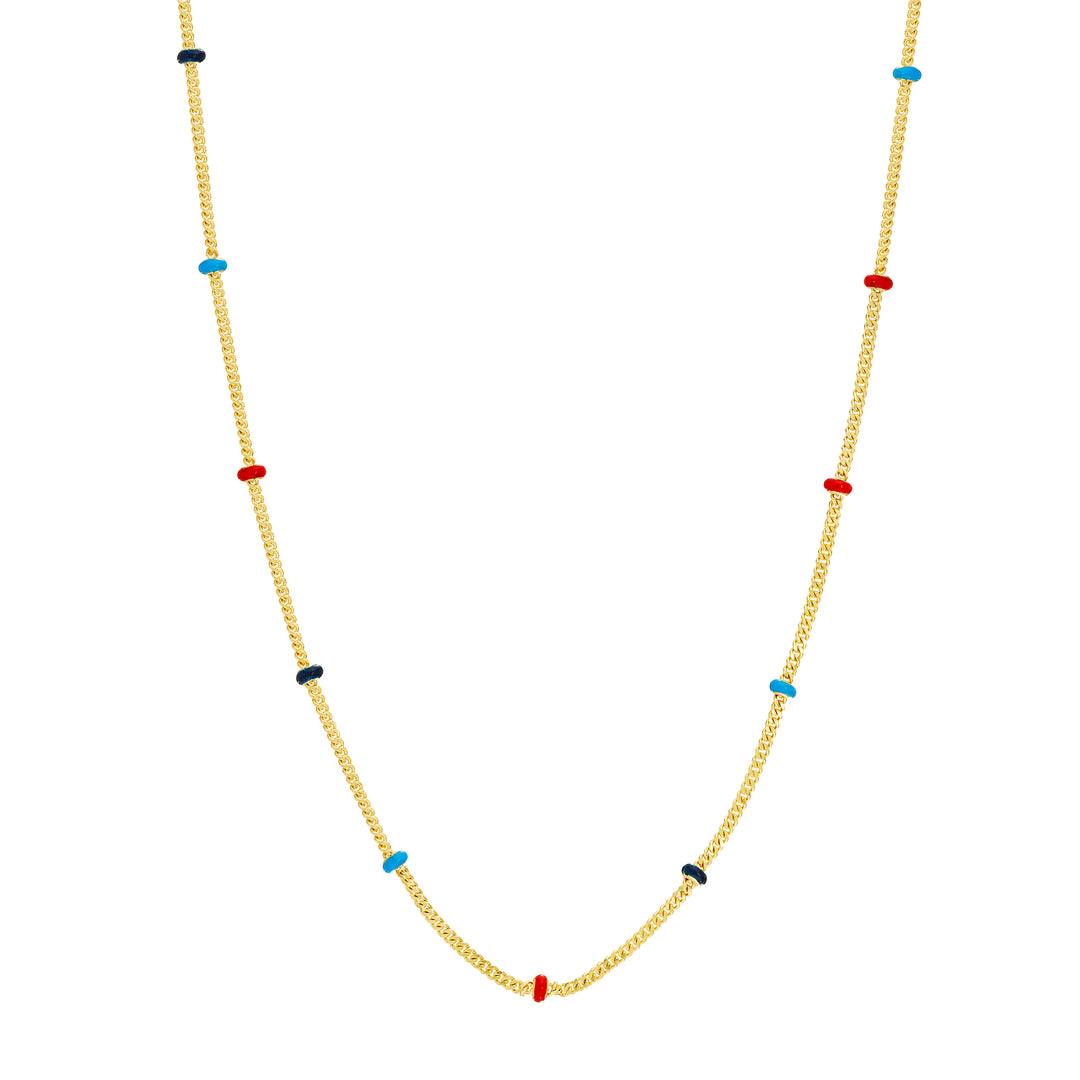 Tri-colored Enamel Bead Saturn Chain