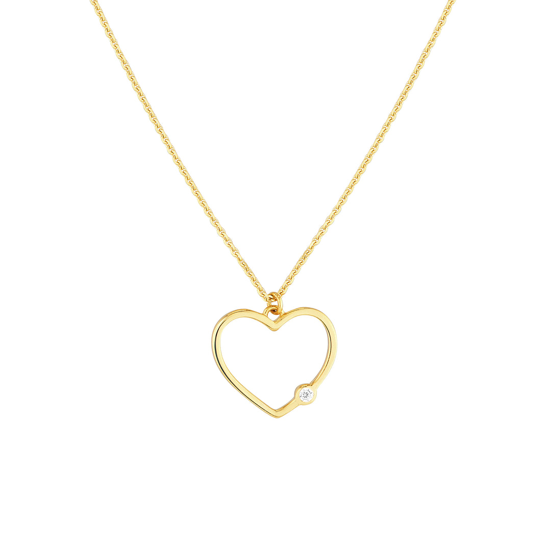 Open Heart Diamond Bezel Necklace