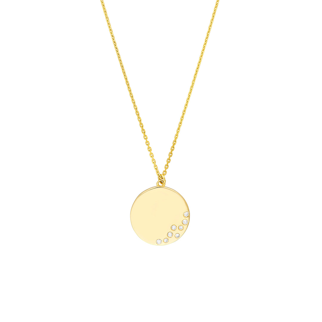 Scattered Diamond Medallion Necklace