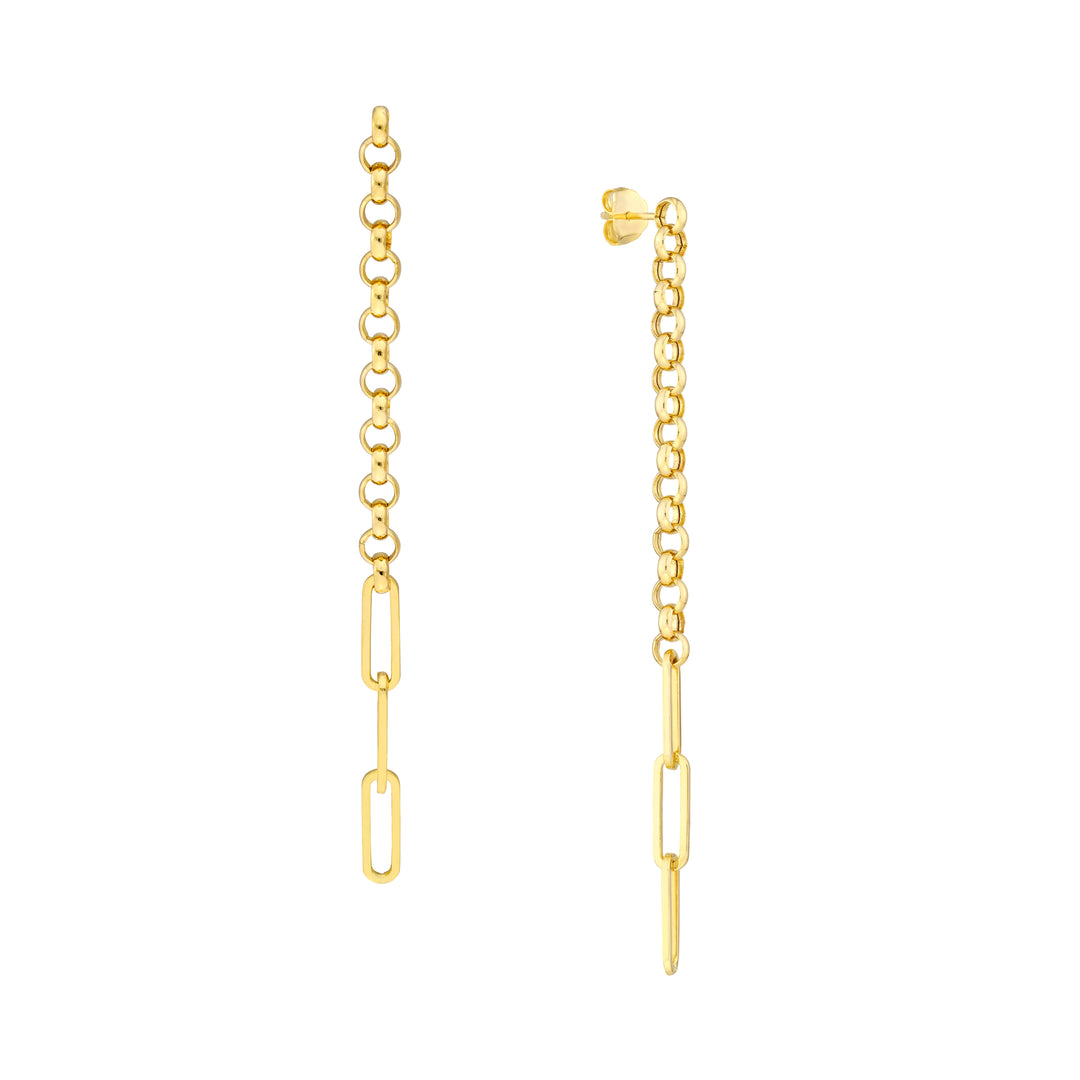 50/50 Rolo + Paper Clip Long Drop Earrings