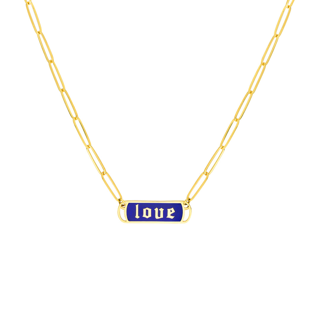 Enamel Love Paper Clip Necklace