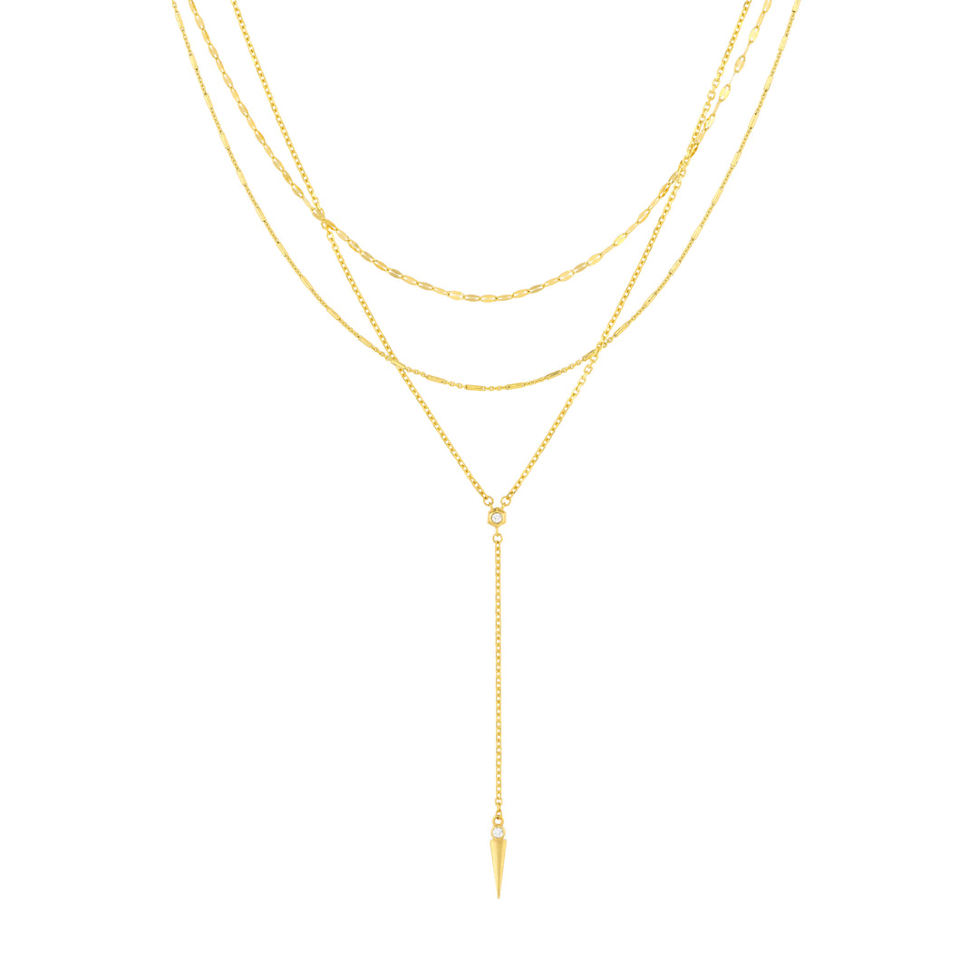 Diamond Multi Layered Lariat Spike Necklace