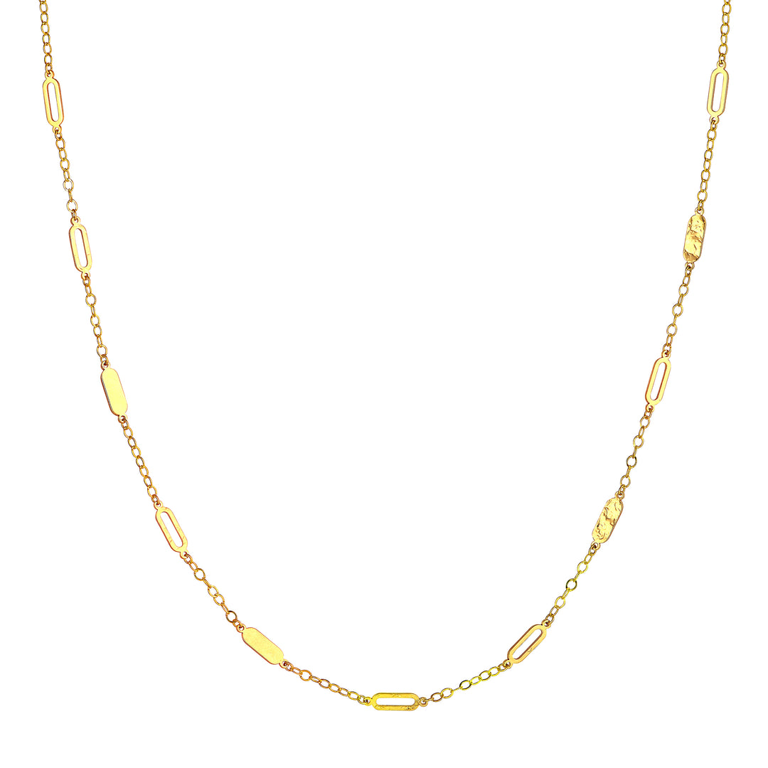 Mixed Oval Station Curb Chain Necklace