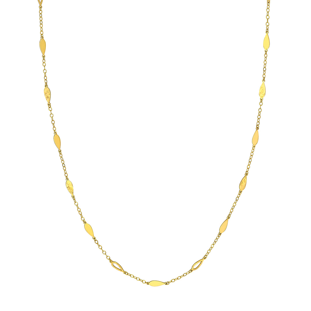 Mix Tear Drop Station Double Curb Necklace