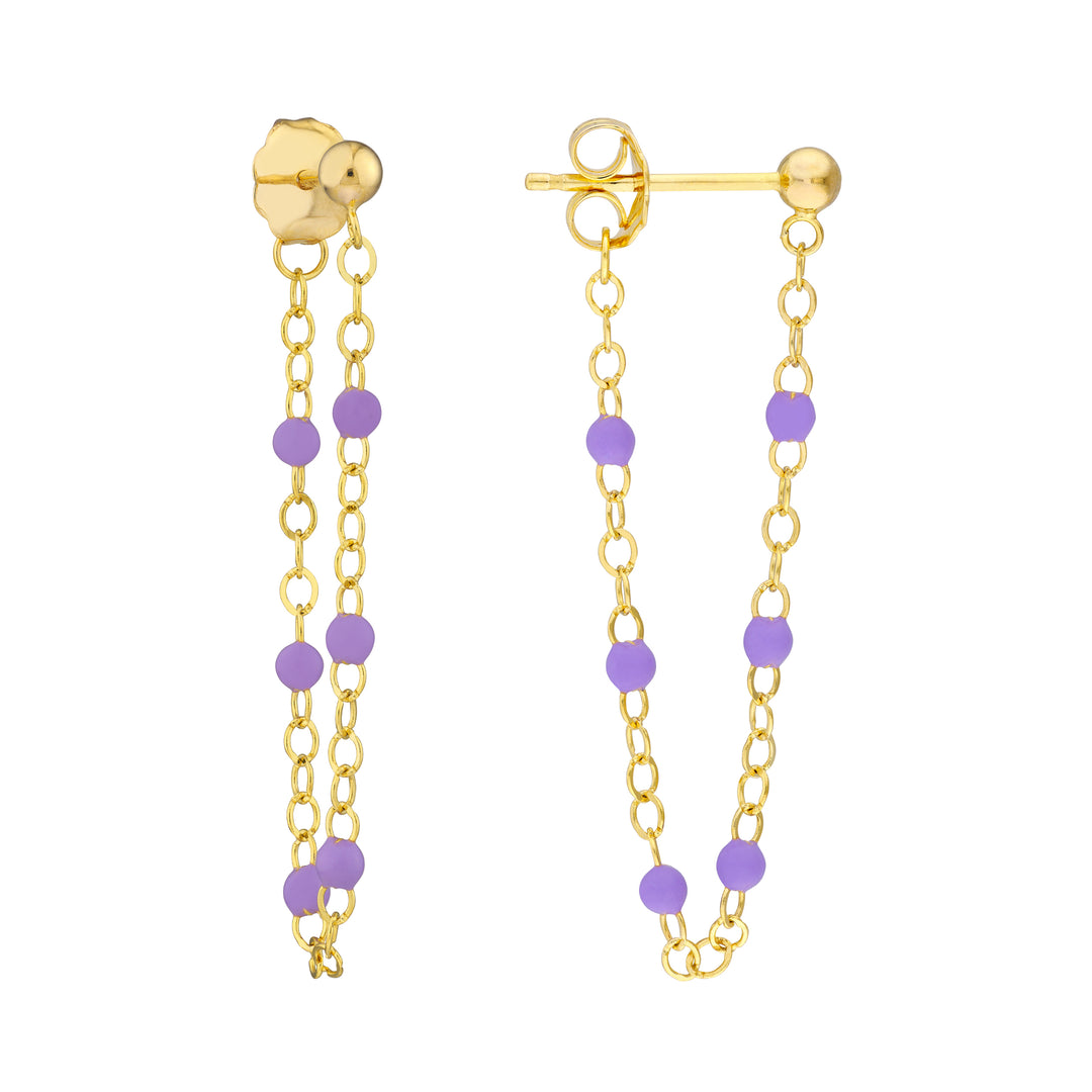 6 Beads Lilac Enamel Front to Back Earrings