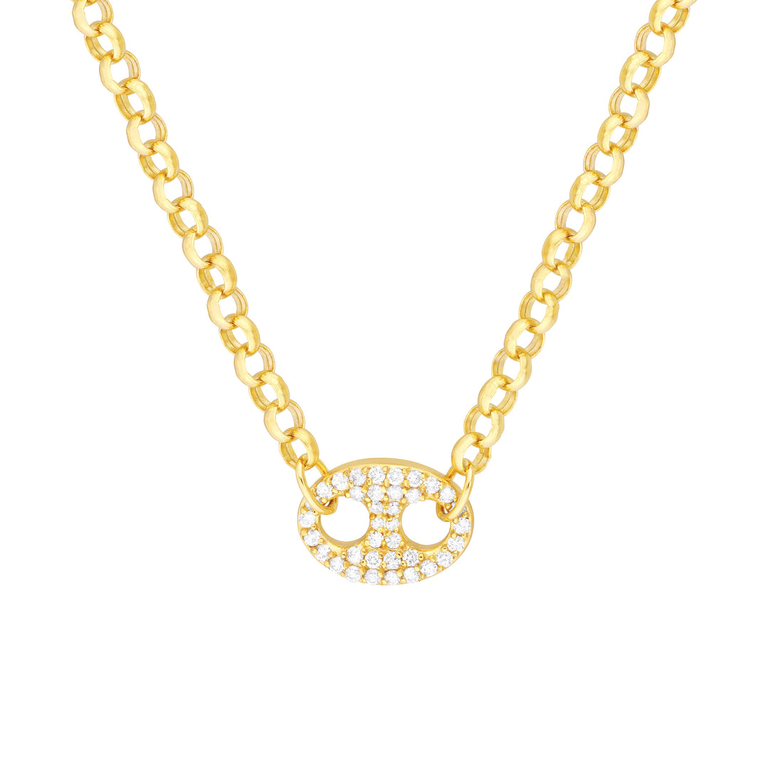 Diamond Puff Link on Rolo Necklace