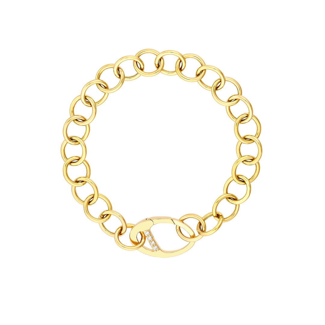 Round Link Bracelet with Diamond Push Lock