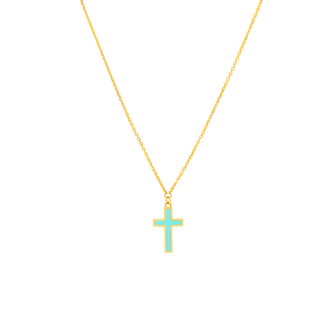 Lt.Turquoise Cross Necklace