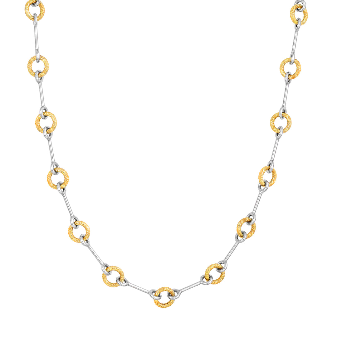 Two-Tone Alternating Textured Link Necklace