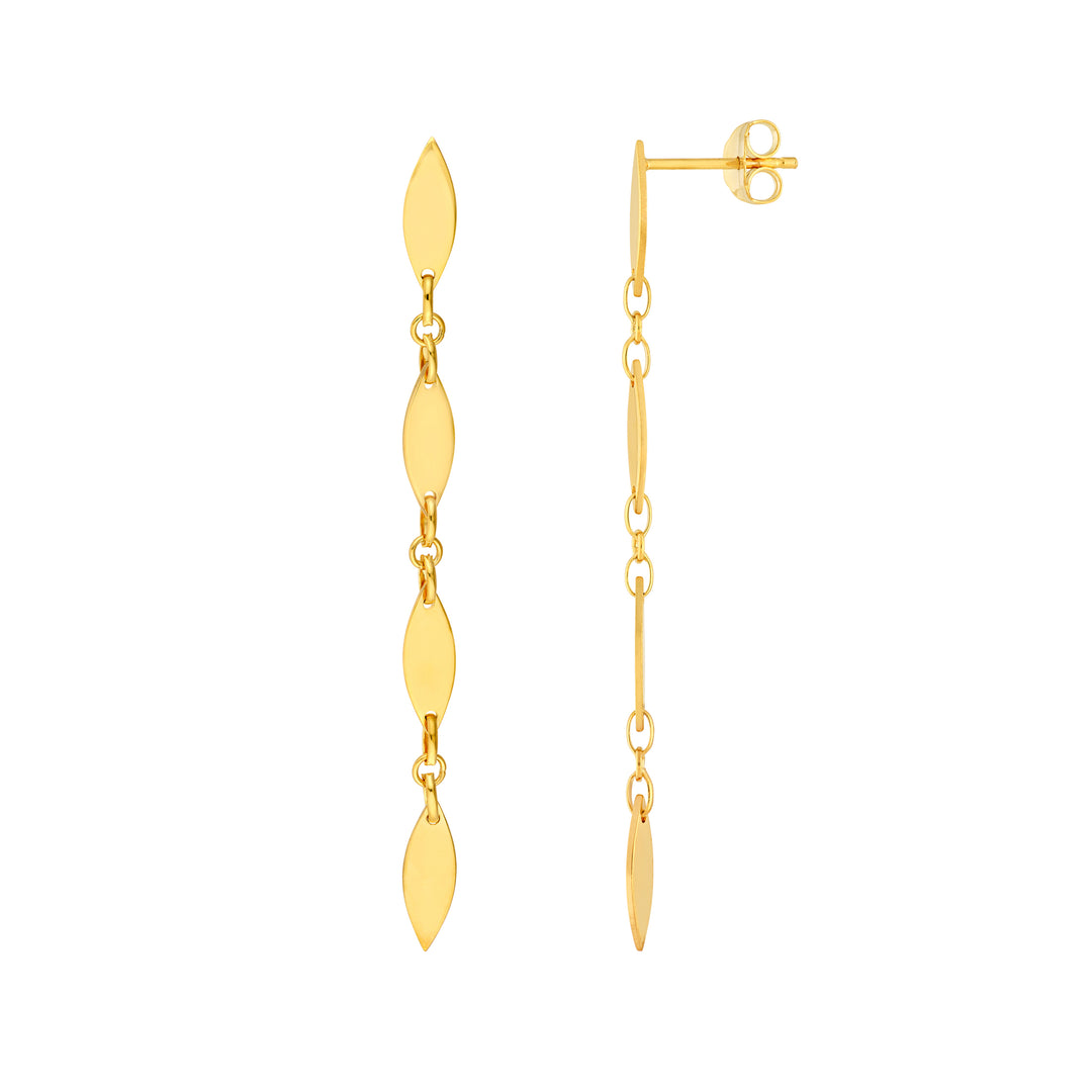 Mirror Long Diamond Shape Link Dangle Earrings