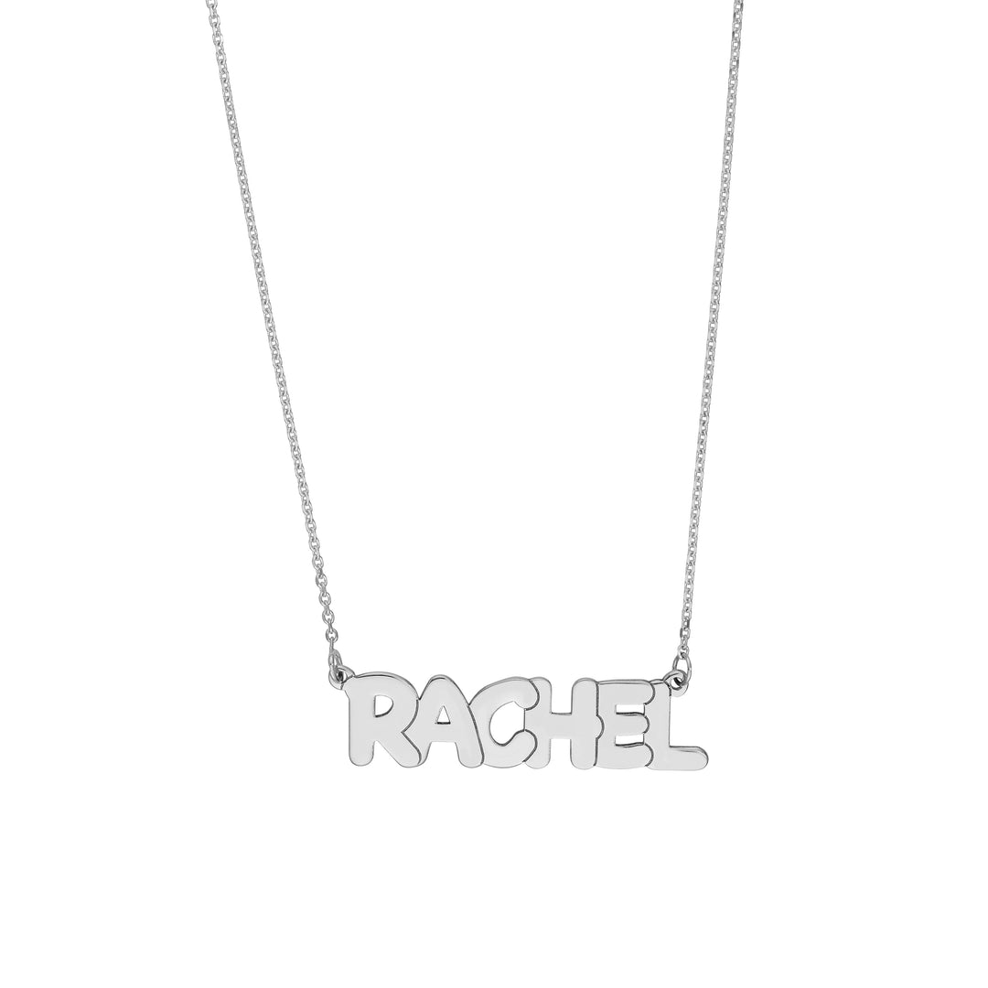 7mm Bubble Font Nameplate Necklace