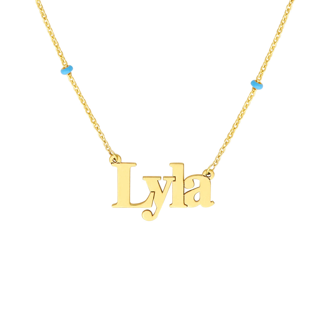 Enamel Bead Nameplate Necklace