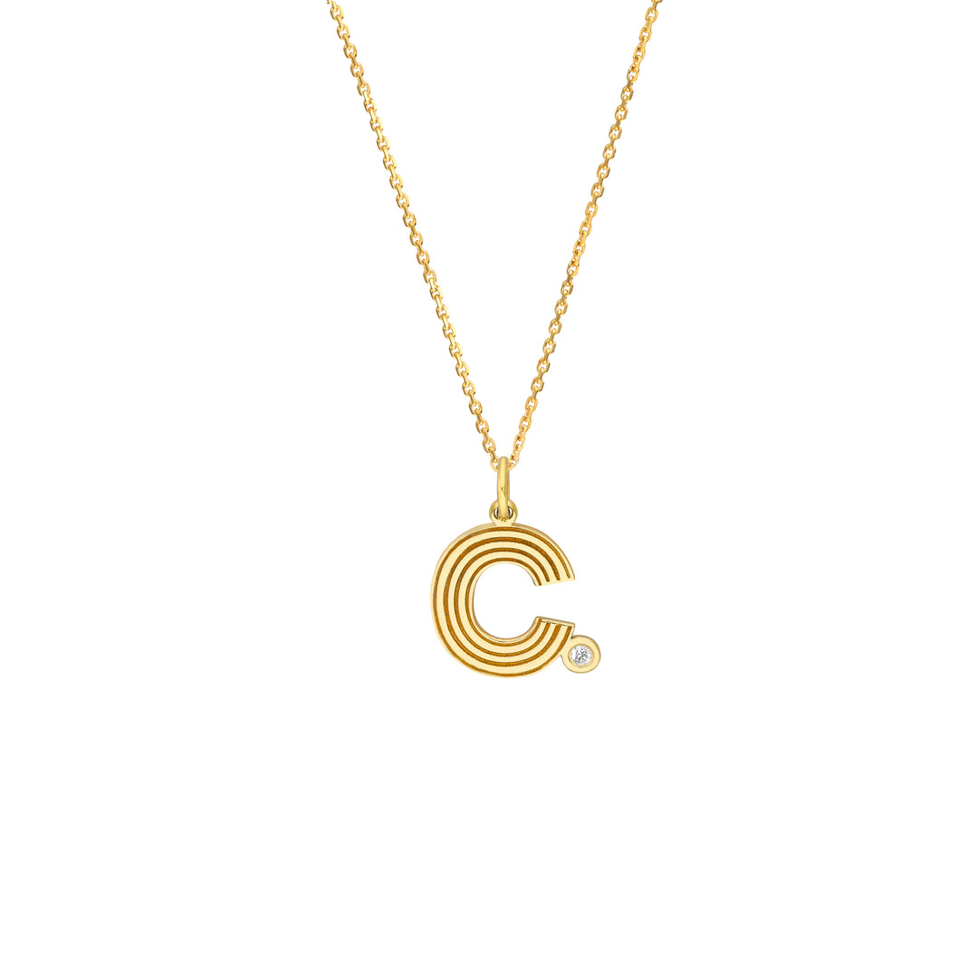 Block Lined Initial C with Diamond Necklace