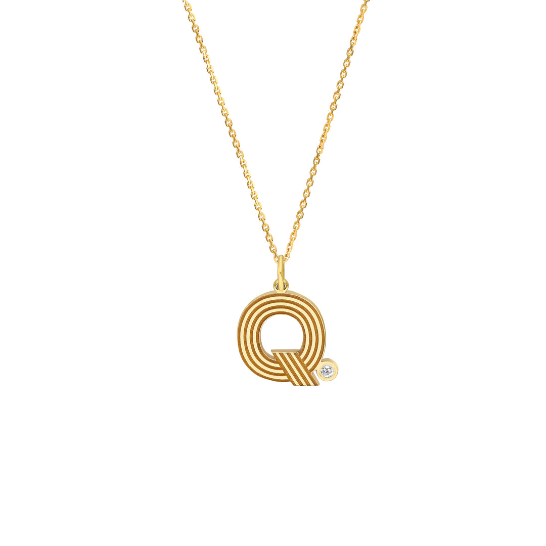 Block Lined Initial Q with Diamond Necklace